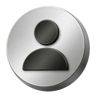 Decorative element on FAQ page with a 3D silver user avatar icon
